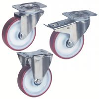 Roulette forte charge pivotante ou fixe, &agrave; platine, inox