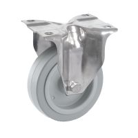 Roulette forte charge &agrave; platine, inox, Fixe, sans frein, grise