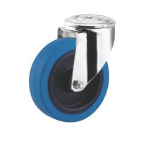 Roulette charge moyenne pivotante, &agrave; trou central, inox, Sans frein