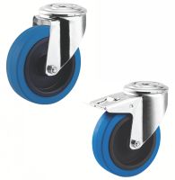 Roulette charge moyenne pivotante, &agrave; trou central, inox