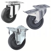 Roulette charge moyenne haute temp&eacute;rature, pivotante ou fixe, &agrave; platine, inox