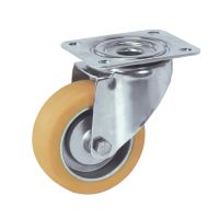 Roulette charge moyenne haute temp&eacute;rature, &agrave; platine, inox, Pivotante, avec frein arri&egrave;re