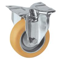 Roulette charge moyenne haute temp&eacute;rature, &agrave; platine, inox, Fixe, sans frein