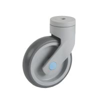 Roulette charge moyenne pivotante, &agrave; trou central, inox, Sans frein