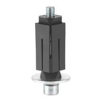 Fixation expansible inox, pour roulette &agrave; trou central, Pour tube carr&eacute;