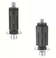 Fixation expansible inox, pour roulette &agrave; trou central et tube rond ou carr&eacute;