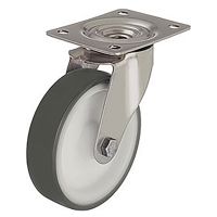 Roulette charge moyenne, à platine, inox, Pivotante, sans frein