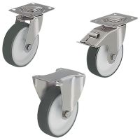 Roulette charge moyenne pivotante ou fixe, à platine, inox