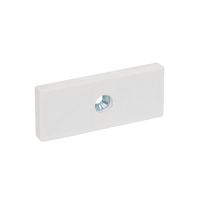 Aimant plat rectangulaire, avec trous frais&eacute;s et protection caoutchouc, Blanc, 1 trou