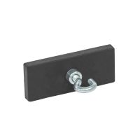 Aimant plat rectangulaire, avec protection caoutchouc, Avec crochet