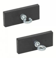 Aimant plat rectangulaire, avec crochet ou anneau et protection caoutchouc