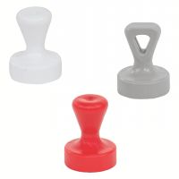 Aimant plat avec poign&eacute;e plastique, Sans oeillet, blanc