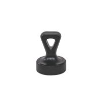 Aimant plat avec poign&eacute;e plastique, Avec oeillet, noir