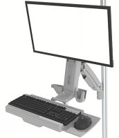 Support d'écran inclinable et pivotant, à bras simple et support pour clavier et souris - Exemple d'application