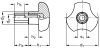 Bouton à trois bras technopolymère, avec six pans de serrage acier ou inox - Schéma