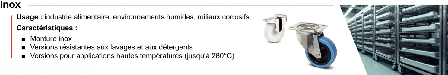 Roulettes inox
